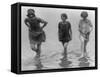 Women Wading at Arlington Beach Photograph - Washington, DC-Lantern Press-Framed Stretched Canvas