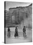 Women Wading in the "De Chelly Canyon" in Native Dress-null-Stretched Canvas