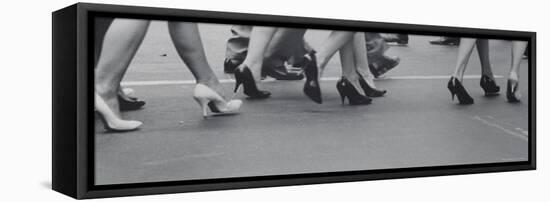 Women Walking on the Street in Spike Heeled Shoes-James Burke-Framed Stretched Canvas