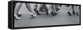 Women Walking on the Street in Spike Heeled Shoes-James Burke-Framed Stretched Canvas