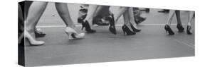 Women Walking on the Street in Spike Heeled Shoes-James Burke-Stretched Canvas