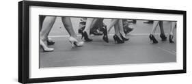 Women Walking on the Street in Spike Heeled Shoes-James Burke-Framed Photographic Print