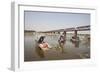 Women Wash Clothes in the Polluted Water of the Yamuna River-Roberto Moiola-Framed Photographic Print