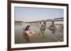 Women Wash Clothes in the Polluted Water of the Yamuna River-Roberto Moiola-Framed Photographic Print