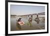 Women Wash Clothes in the Polluted Water of the Yamuna River-Roberto Moiola-Framed Photographic Print