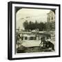 Women Washing Clothes at the Public Fountain in Midwinter, Zuoz, Switzerland-HC White-Framed Photographic Print