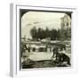 Women Washing Clothes at the Public Fountain in Midwinter, Zuoz, Switzerland-HC White-Framed Photographic Print