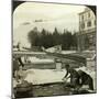 Women Washing Clothes at the Public Fountain in Midwinter, Zuoz, Switzerland-HC White-Mounted Photographic Print