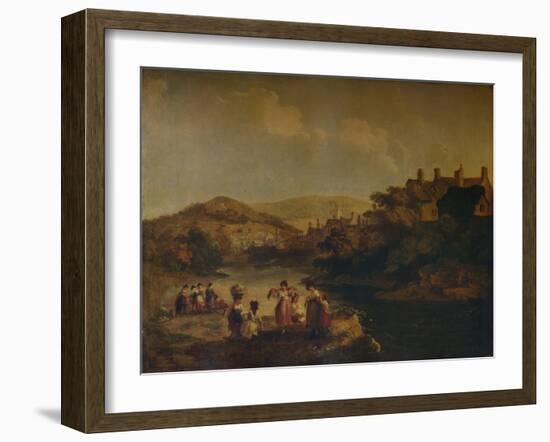 Women Washing Clothes in a Welsh Stream, 1790-Julius Caesar Ibbetson-Framed Giclee Print