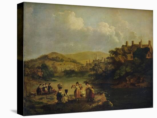 'Women Washing Clothes in a Welsh Stream', 1790-Julius Caesar Ibbetson-Stretched Canvas