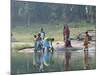 Women Washing Clothes on the Ghats of the River Mahanadi, Reflected in the Water, Orissa, Inda-Annie Owen-Mounted Photographic Print