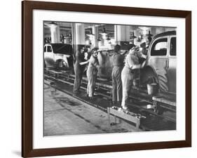 Women Washing Off the New Assemble Vehicles at the Fiat Auto Factory-Carl Mydans-Framed Photographic Print