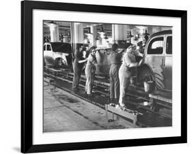 Women Washing Off the New Assemble Vehicles at the Fiat Auto Factory-Carl Mydans-Framed Photographic Print