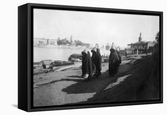 Women Water Carriers, Tigris River, Baghdad, Iraq, 1917-1919-null-Framed Stretched Canvas