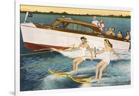 Women Waterskiing by Motorboat-null-Framed Art Print