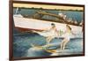 Women Waterskiing by Motorboat-null-Framed Art Print