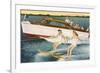 Women Waterskiing by Motorboat-null-Framed Premium Giclee Print