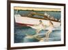 Women Waterskiing by Motorboat-null-Framed Premium Giclee Print