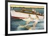 Women Waterskiing by Motorboat-null-Framed Premium Giclee Print