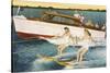 Women Waterskiing by Motorboat-null-Stretched Canvas