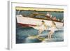 Women Waterskiing by Motorboat-null-Framed Art Print