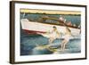 Women Waterskiing by Motorboat-null-Framed Art Print