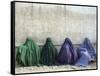 Women Wearing Burquas Wait to be Received at a Clinic-null-Framed Stretched Canvas