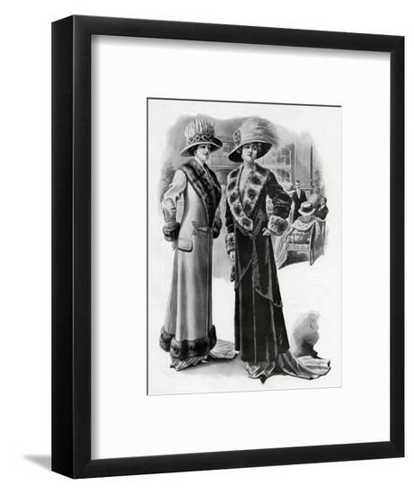 Women Wearing Fur-Lined Winter Coats-M.D. Morgon-Framed Art Print