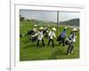 Women Wearing the Traditional Vietnamese Conical Hats Haul Golf Clubs-null-Framed Photographic Print