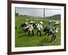 Women Wearing the Traditional Vietnamese Conical Hats Haul Golf Clubs-null-Framed Photographic Print