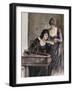 Women with a Harpsichord. Colored Engraving, 1895-Prisma Archivo-Framed Photographic Print