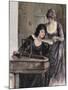 Women with a Harpsichord. Colored Engraving, 1895-Prisma Archivo-Mounted Photographic Print