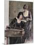 Women with a Harpsichord. Colored Engraving, 1895-Prisma Archivo-Mounted Photographic Print
