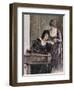 Women with a Harpsichord. Colored Engraving, 1895-Prisma Archivo-Framed Photographic Print