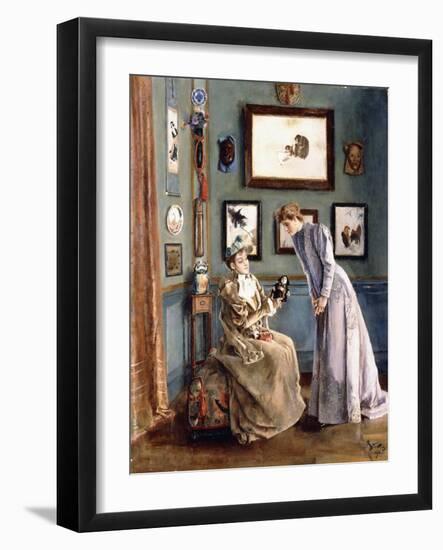 Women with a Japanese Doll, 1894-Alfred Emile L?opold Stevens-Framed Giclee Print