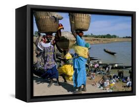 Women with Baskets of Laundry on Their Heads Beside the River, Djenne, Mali, Africa-Bruno Morandi-Framed Stretched Canvas