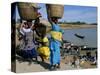 Women with Baskets of Laundry on Their Heads Beside the River, Djenne, Mali, Africa-Bruno Morandi-Stretched Canvas