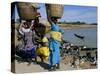 Women with Baskets of Laundry on Their Heads Beside the River, Djenne, Mali, Africa-Bruno Morandi-Stretched Canvas