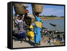 Women with Baskets of Laundry on Their Heads Beside the River, Djenne, Mali, Africa-Bruno Morandi-Framed Stretched Canvas