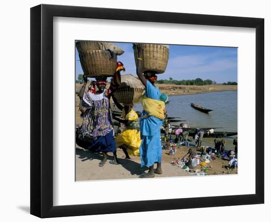 Women with Baskets of Laundry on Their Heads Beside the River, Djenne, Mali, Africa-Bruno Morandi-Framed Photographic Print