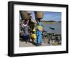 Women with Baskets of Laundry on Their Heads Beside the River, Djenne, Mali, Africa-Bruno Morandi-Framed Photographic Print