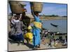 Women with Baskets of Laundry on Their Heads Beside the River, Djenne, Mali, Africa-Bruno Morandi-Mounted Photographic Print