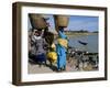 Women with Baskets of Laundry on Their Heads Beside the River, Djenne, Mali, Africa-Bruno Morandi-Framed Photographic Print