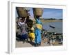 Women with Baskets of Laundry on Their Heads Beside the River, Djenne, Mali, Africa-Bruno Morandi-Framed Photographic Print