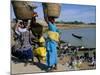 Women with Baskets of Laundry on Their Heads Beside the River, Djenne, Mali, Africa-Bruno Morandi-Mounted Photographic Print