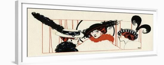 Women with Feathered Hats 1913-Paul Meras-Framed Premium Giclee Print