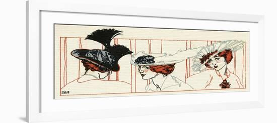 Women with Feathered Hats 1913-Paul Meras-Framed Premium Giclee Print