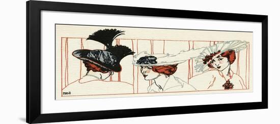 Women with Feathered Hats 1913-Paul Meras-Framed Premium Giclee Print