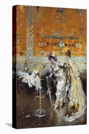 Women with Parrot, 1873-1875-Giovanni Boldini-Stretched Canvas