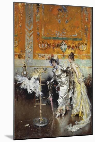 Women with Parrot, 1873-1875-Giovanni Boldini-Mounted Giclee Print